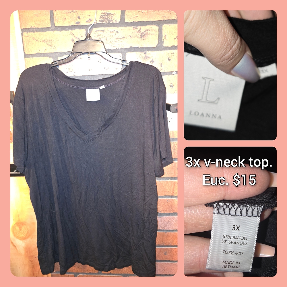LoAnna Women's Classic Black V-Neck Tee